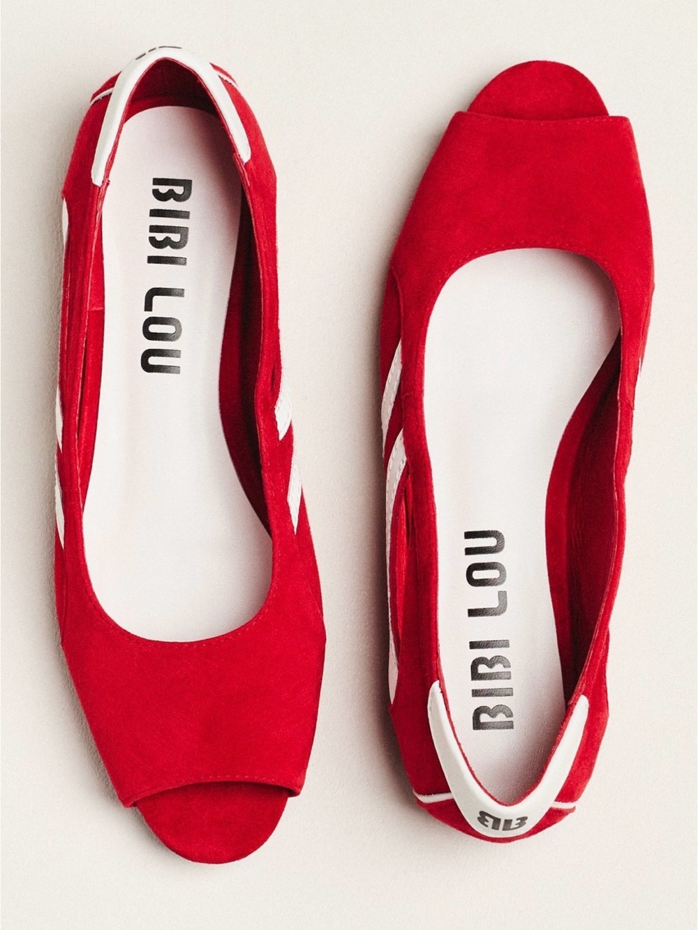 Bibi Lou Red Sporty Peep-Toe Ballet Flats